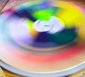 Bunte Scheibe dreht sich auf Tisch.