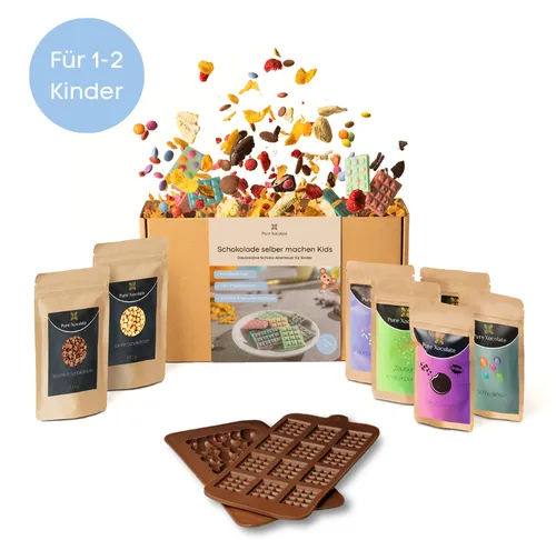 Schokoladen-Kit mit fliegenden Zutaten, Tisch.