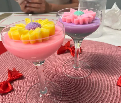DIY Daisy-Kerzen im Cocktailglas in Frankfurt