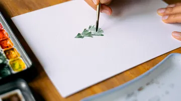 Hand painting tree on white paper.