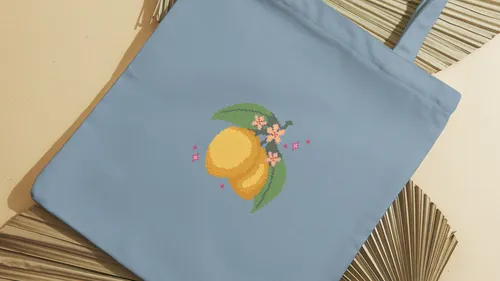DIY Kreuzstich-Set Zitrone mit Jutebeutel