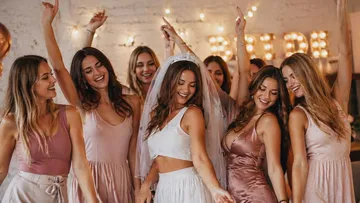 Women dancing at a bachelorette party.