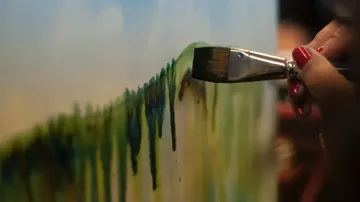 Hand painting abstract art on canvas.