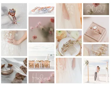 Collage of wedding items and decorations.