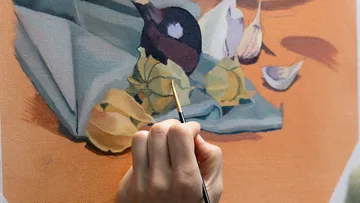 Hand painting still life on canvas.