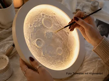 Hand painting moon lamp indoors.