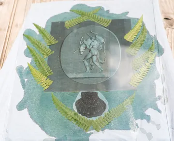 Artwork features figure and ferns overlayed.