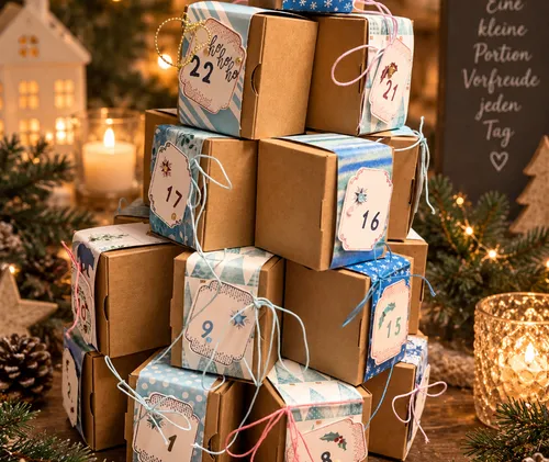 Advent calendar boxes stacked festively