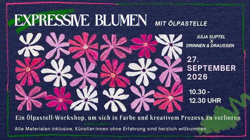 Colorful flowers on dark background, workshop details.