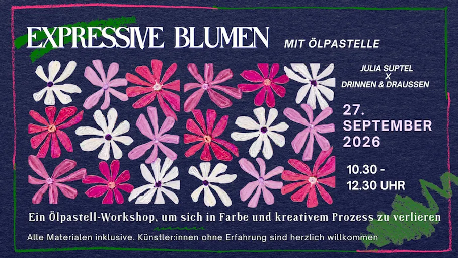 Colorful flowers on dark background, workshop details.