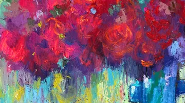 Colorful abstract painting with vibrant brushstrokes.