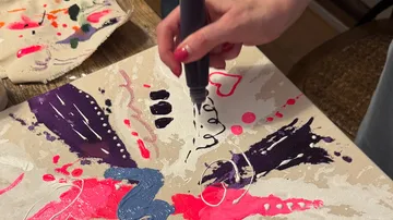 Hand malt abstrakte Kunst auf Leinwand.