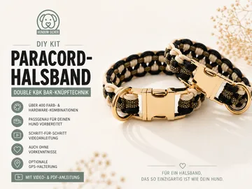Zwei Paracord-Halsbänder auf beigem Untergrund.