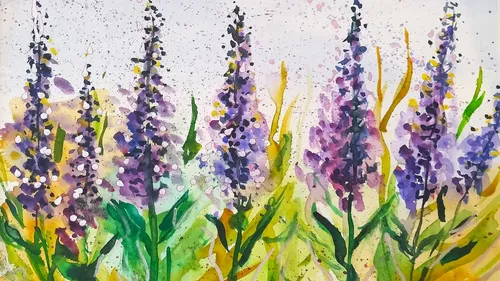Painting lavender in watercolor in Dresden