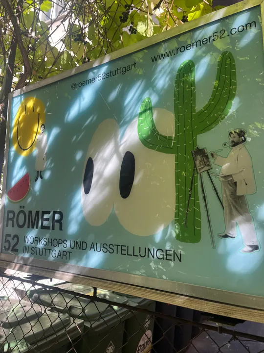 Poster with text and illustrations outdoors.