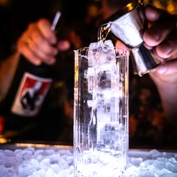 Drink poured over ice with jigger.