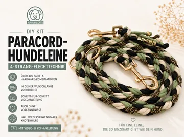 Paracord dog leash kit on display.