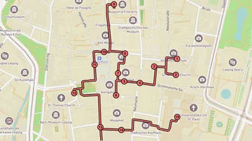 Map showing walking route through Leipzig city.