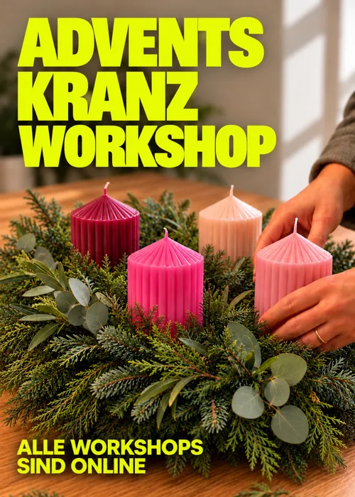 Hände ordnen Kerzen im Adventskranz.