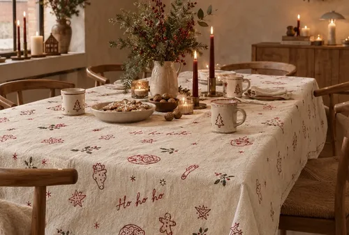 Embroidering a tablecloth in Düsseldorf