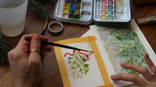 Aquarell-Weihnachtskarten-Workshop in Frankfurt