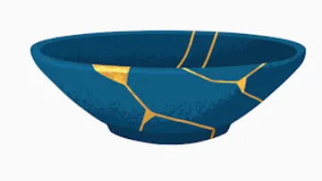 Bowl with gold cracks, workshop promo.