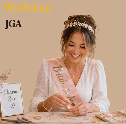 Frau bastelt Schmuck bei Brautworkshop.