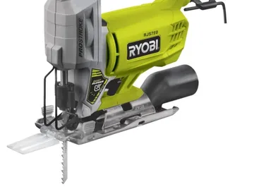 Electric jigsaw with a green and gray design.