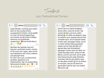 Two WhatsApp messages provide feedback after an experience.