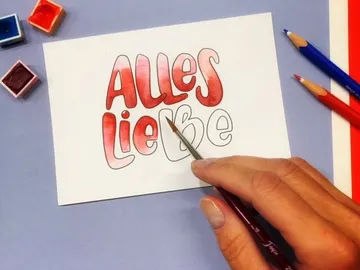 Colourful font with the word 'Alles Liebe' is designed.