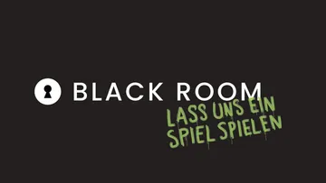 Schwarzraum mit Schlüsselloch; Text fordert zum Spiel auf.