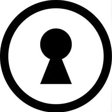 Schlüsselloch-Symbol innerhalb eines Kreises auf weißem Hintergrund.