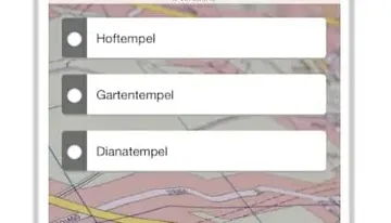 Drei Auswahloptionen auf einer kartografischen Hintergrundansicht.