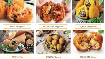 Fried snacks with various fillings on a light background.