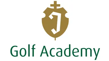 Sign with logo and lettering 'Golf Academy'.