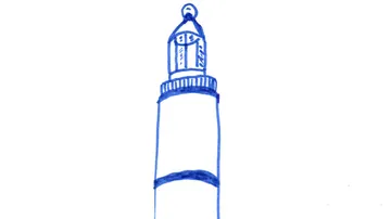 Ein Leuchtturm steht aufrecht und dient als Signal.