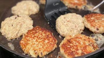 Fry patties in a pan with oil.