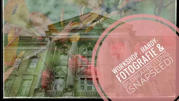 Building with workshop announcement for photography and image processing.