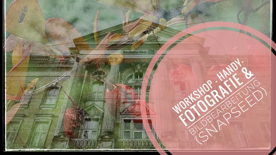 Building with workshop announcement for photography and image processing.