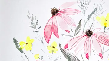Blumen in sanften Farben, lebendig auf weißem Hintergrund.