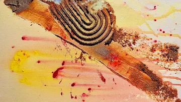 Abstract painting with colors and textures on canvas.