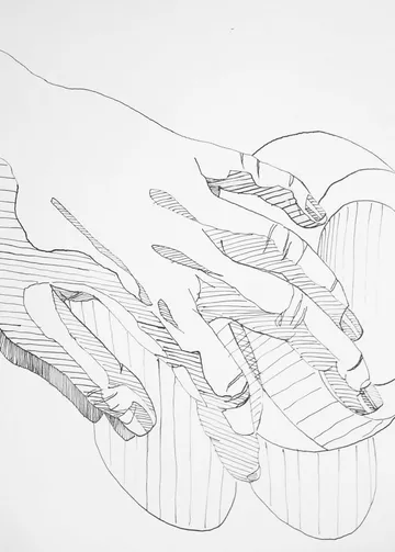 Hands grab several rounded objects at the same time.
