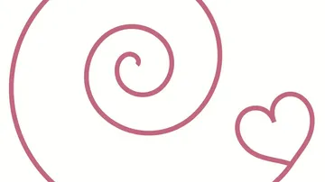 Schneckenform mit Herz, auf weißem Hintergrund dargestellt.