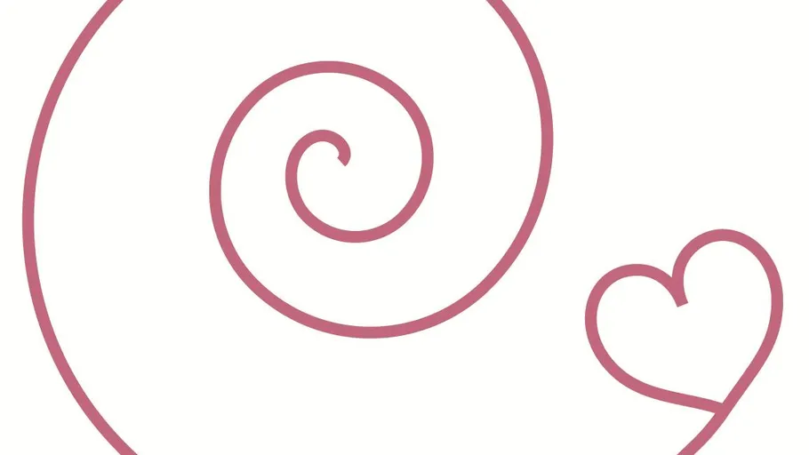 Schneckenform mit Herz, auf weißem Hintergrund dargestellt.