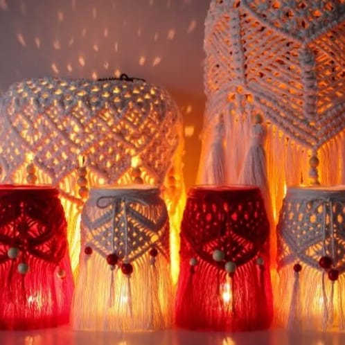 Makramee-Windlicht Workshop in Düsseldorf: Makramee knüpfen