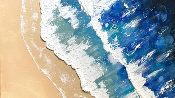 Abstrakte Malerei von Meereswellen auf Sand.