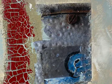 Torn colors and textures combined on one surface.