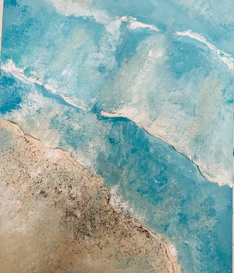 Abstract ocean with sand texture painting.