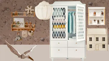 White closet opens to show colored blankets.