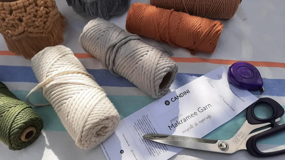 Premium Makramee-Garn aus recycelter Baumwolle